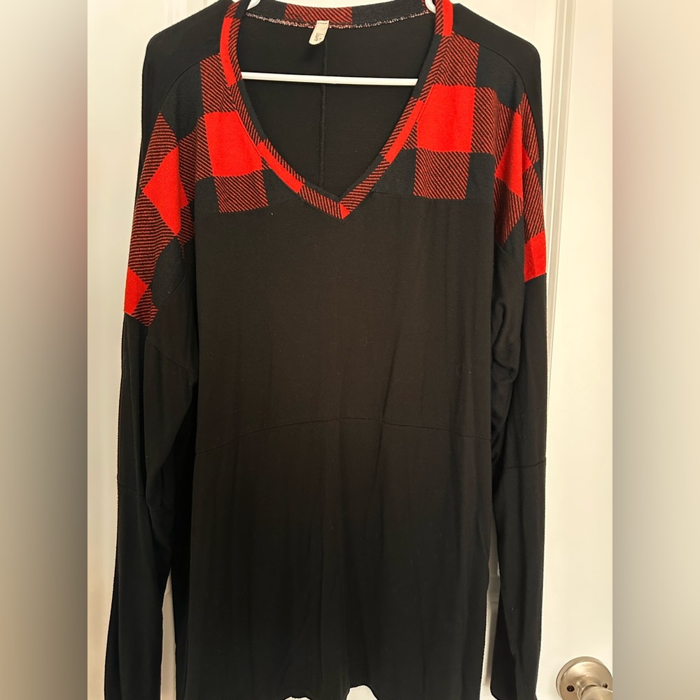 Celeste Black and Red Long Sleeve Top